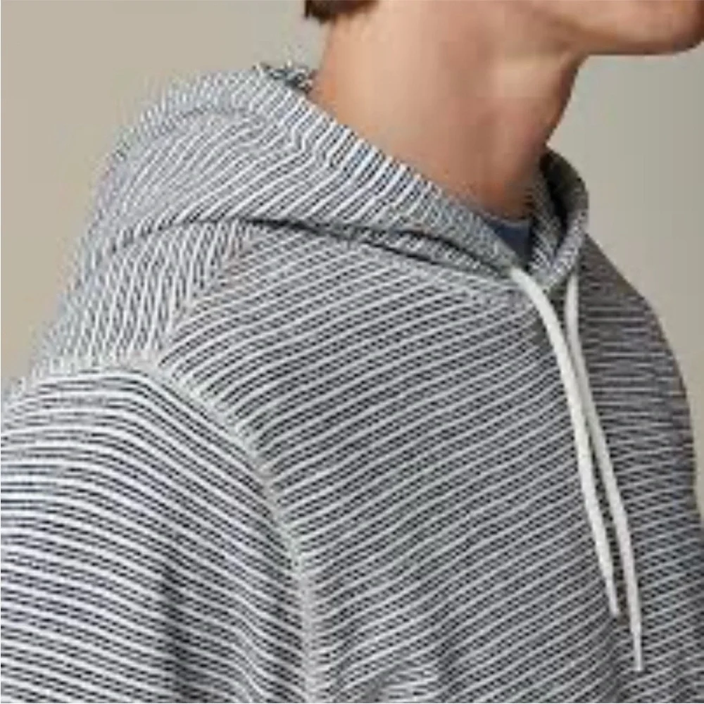 NEW J. Crew Textured hooded sweater-tee in blue stripe size small CJ934